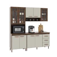 Cozinha Modulada Compacta Fidelitá Lisboa 3 Peças 190cm 9 Portas 3 Gavetas Com Tampo Noce/off-white - 3