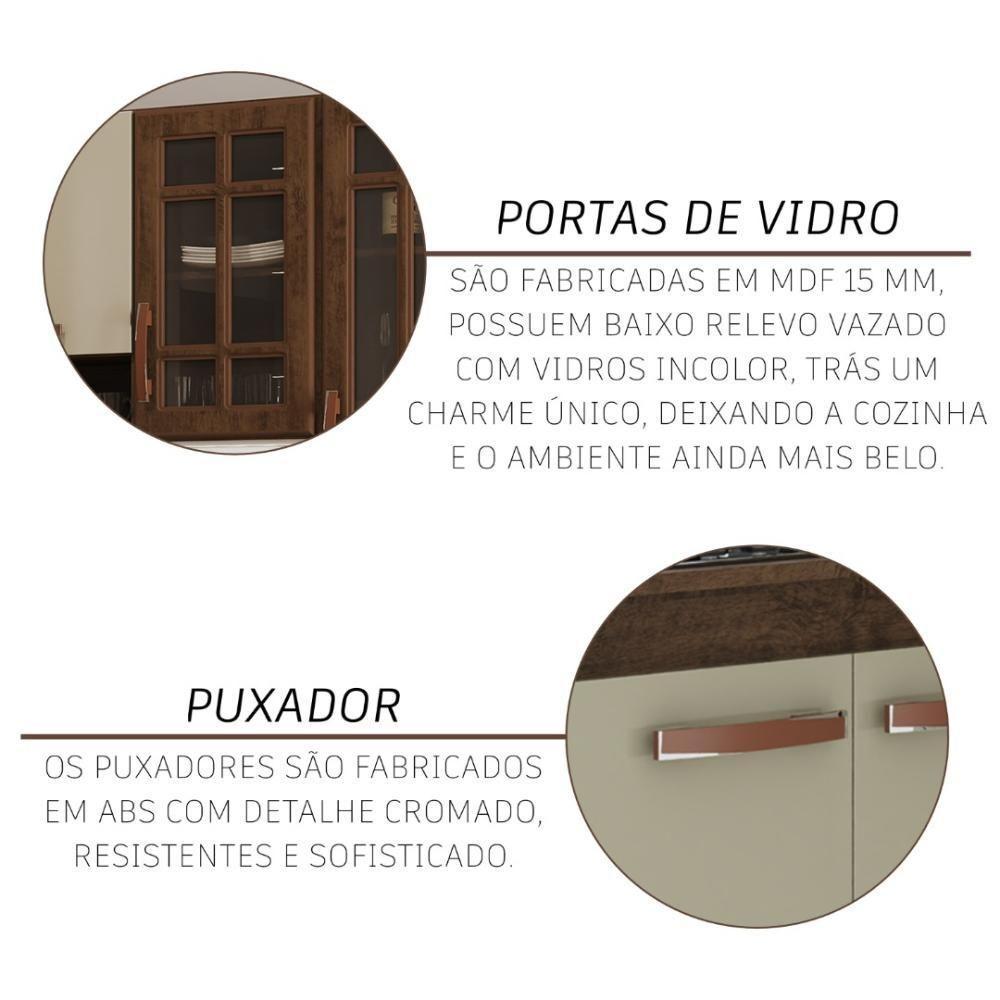 Cozinha Modulada Completa Fidelitá Lisboa 6 Peças 295cm 15 Portas 3 Gavetas Com Tampo Noce/off-white - 6