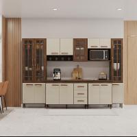 Cozinha Modulada Completa Fidelitá Lisboa 6 Peças 295cm 15 Portas 3 Gavetas Com Tampo Noce/off-white - 1