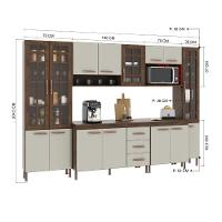 Cozinha Modulada Completa Fidelitá Lisboa 6 Peças 295cm 15 Portas 3 Gavetas Com Tampo Noce/off-white - 5