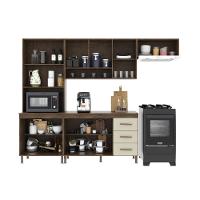 Cozinha Modulada Compacta Fidelitá Lisboa 4 Peças 260cm 11 Portas 3 Gavetas Com Tampo Noce/off-white - 2