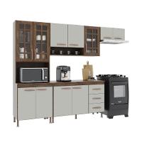 Cozinha Modulada Compacta Fidelitá Lisboa 4 Peças 260cm 11 Portas 3 Gavetas Com Tampo Noce/off-white - 3