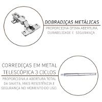Cozinha Modulada Compacta Fidelitá Lisboa 4 Peças 260cm 11 Portas 3 Gavetas Com Tampo Noce/off-white - 7