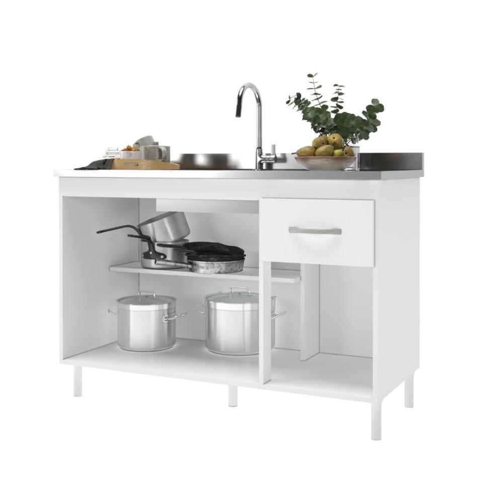 Cozinha Modulada Compacta Fidelitá Suiça 2 Peças 6 Portas 1 Gaveta Sem Tampo Branco - 4