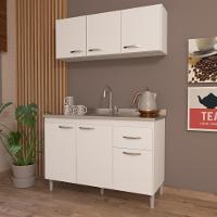 Cozinha Modulada Compacta Fidelitá Suiça 2 Peças 6 Portas 1 Gaveta Sem Tampo Branco - 1