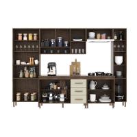 Cozinha Modulada Completa Fidelitá Lisboa 6 Peças 295cm 15 Portas 3 Gavetas Com Tampo Noce/off-white - 2