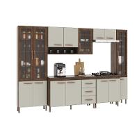 Cozinha Modulada Completa Fidelitá Lisboa 6 Peças 295cm 15 Portas 3 Gavetas Com Tampo Noce/off-white - 3