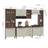 Cozinha Modulada Completa Fidelitá Lisboa 6 Peças 295cm 15 Portas 3 Gavetas Com Tampo Noce/off-white
