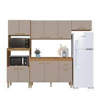 Cozinha Modulada Compacta Fidelitá Mariana 4 Peças 240cm 12 Portas 1 Gaveta Com Tampo Freijó/camurça - 2