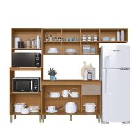 Cozinha Modulada Compacta Fidelitá Mariana 4 Peças 240cm 12 Portas 1 Gaveta Com Tampo Freijó/camurça - 3
