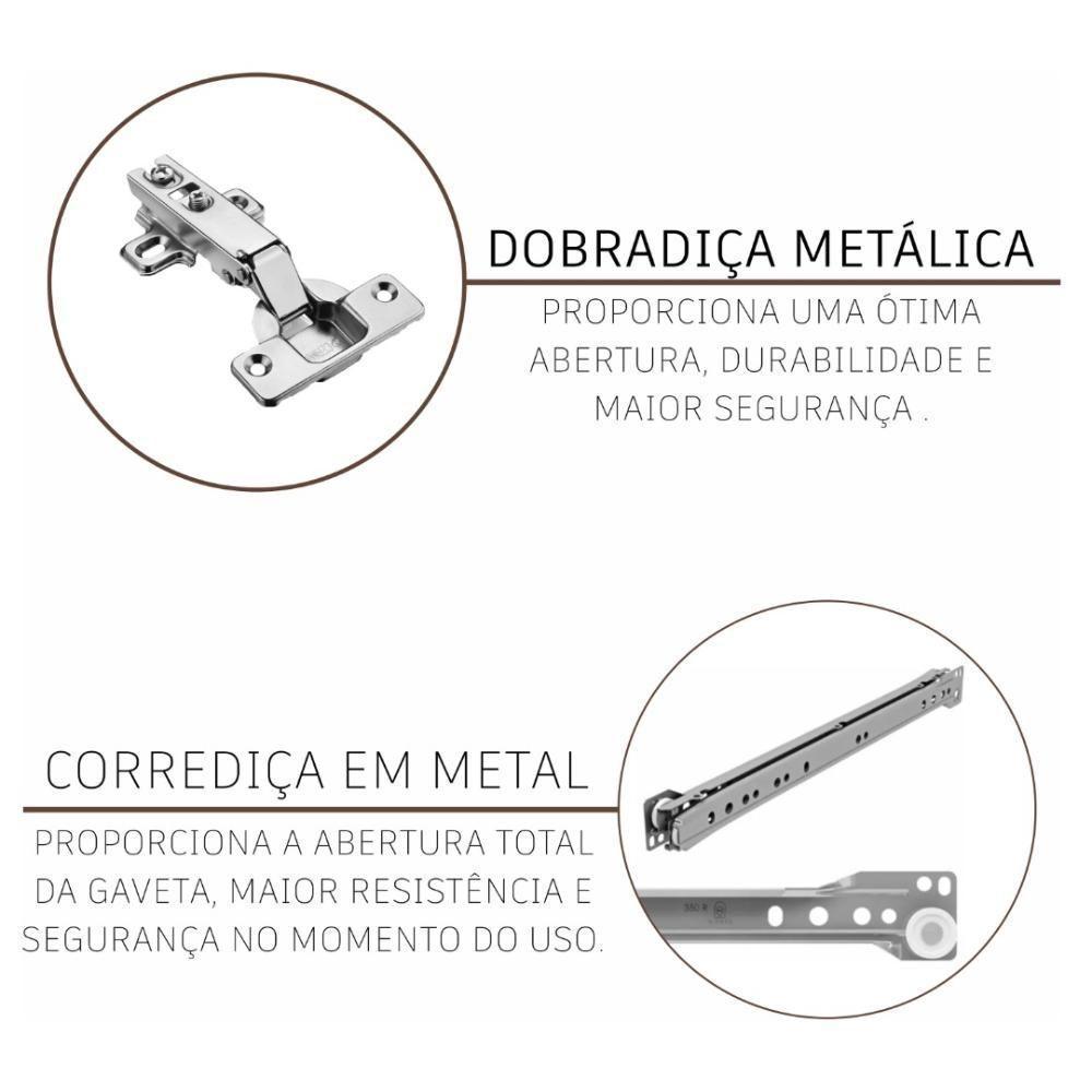 Cozinha Modulada Compacta Fidelitá Mariana 4 Peças 220cm 12 Portas 1 Gavetas Com Tampo Freijó/camurça - 7