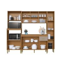 Cozinha Modulada Compacta Fidelitá Mariana 4 Peças 220cm 12 Portas 1 Gavetas Com Tampo Freijó/camurça