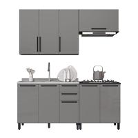 Cozinha Modulada Compacta Fidelitá Mônaco 4 Peças 200cm 9 Portas 2 Gavetas Sem Tampo Chumbo/titânio - 3