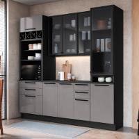 Cozinha Modulada Compacta Fidelitá Mônaco 4 Peças Com Rodapé 240cm 10 Portas 4 Gavetas Com Tampo Chumbo/titânio - 1