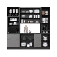 Cozinha Modulada Compacta Fidelitá Mônaco 4 Peças Com Rodapé 240cm 10 Portas 4 Gavetas Com Tampo Chumbo/titânio - 2