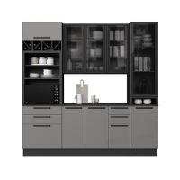 Cozinha Modulada Compacta Fidelitá Mônaco 4 Peças Com Rodapé 240cm 10 Portas 4 Gavetas Com Tampo Chumbo/titânio - 3