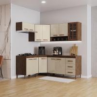 Cozinha Modulada Completa Fidelitá Lisboa 5 Peças 340cm 12 Portas 3 Gavetas Com Tampo Noce/off-white - 2