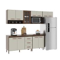 Cozinha Modulada Completa Fidelitá Lisboa 5 Peças 260cm 11 Portas 3 Gavetas Com Tampo Noce/off-white - 2