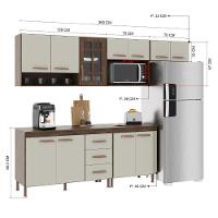 Cozinha Modulada Completa Fidelitá Lisboa 5 Peças 260cm 11 Portas 3 Gavetas Com Tampo Noce/off-white - 3