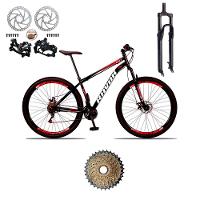 Bicicleta Aro 29 Suspensão Dianteira Bike Aço 21 Marchas Freio A Disco Vermelho Ferrari - 3