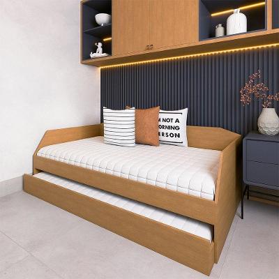 Sofá Cama Com Cama Auxiliar Americana Luxo Em Mdf Resistente Nobre Amendoa