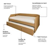Sofá Cama Com Cama Auxiliar Americana Luxo Em Mdf Resistente Nobre Amendoa