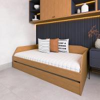Sofá Cama Com Cama Auxiliar Americana Luxo Em Mdf Resistente Nobre Amendoa - 6