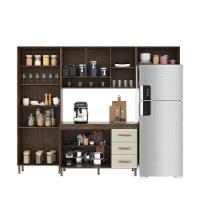 Cozinha Modulada Compacta Fidelitá Lisboa 4 Peças 260cm 11 Portas 3 Gavetas Com Tampo Noce/off-white - 2