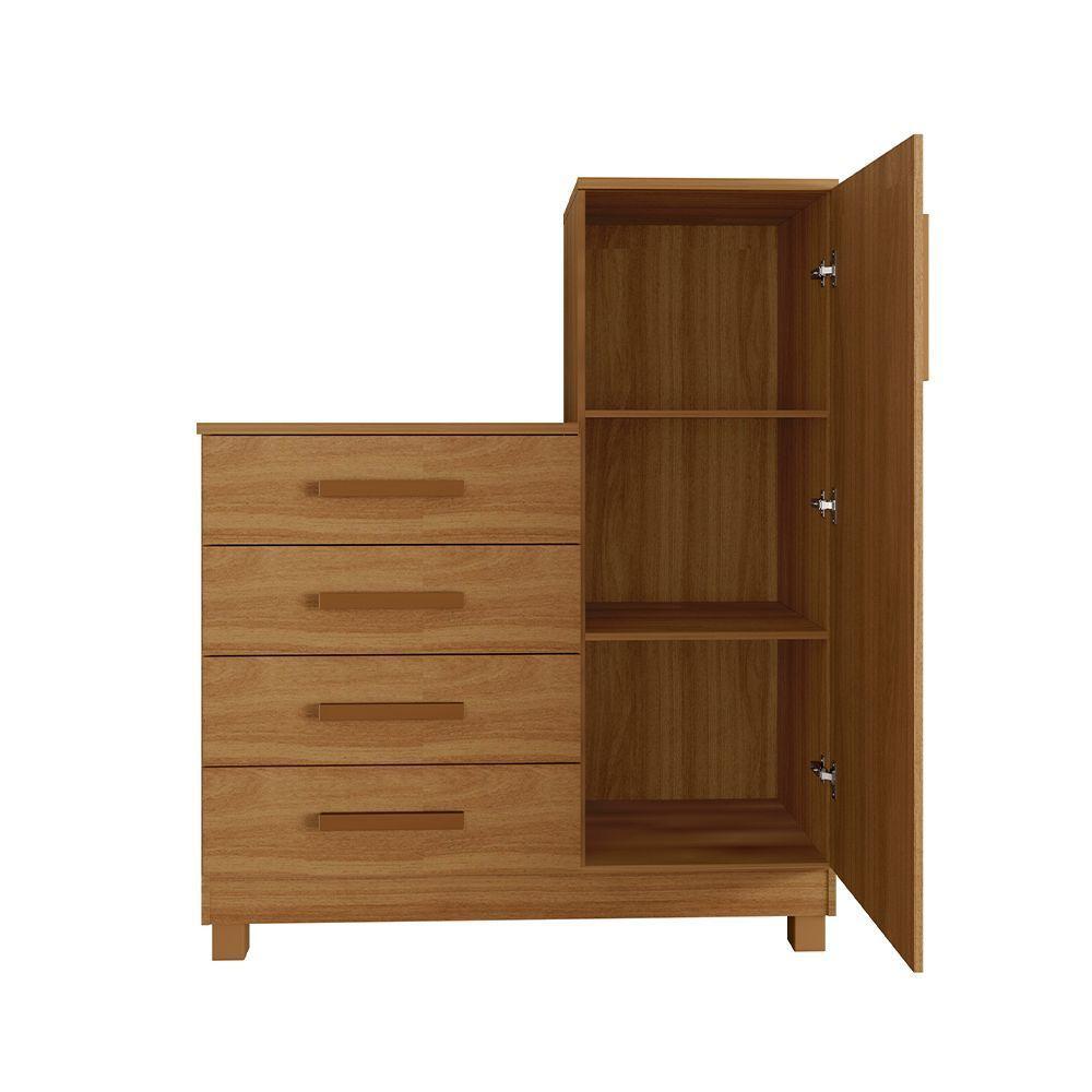 Comoda Quarto Casal Sapateira Grande Com 4 Gavetas Reforçadas Versátil Savana Amadeirada - 5