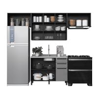 Cozinha Modulada Compacta Fidelitá Mônaco 4 Peças 280cm 8 Portas 2 Gavetas Sem Tampo Chumbo/titânio - 2