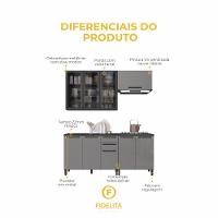 Cozinha Modulada Compacta Fidelitá Mônaco 4 Peças 200cm 9 Portas 2 Gavetas Com Tampo Chumbo/titânio - 5