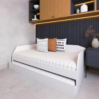 Sofá Cama Com Cama Auxiliar Americana Luxo Em Mdf Resistente Nobre Branco - 1