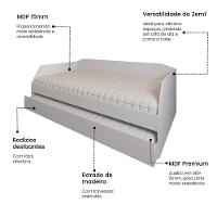 Sofá Cama Com Cama Auxiliar Americana Luxo Em Mdf Resistente Nobre Branco - 2