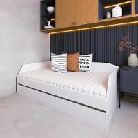 Sofá Cama Com Cama Auxiliar Americana Luxo Em Mdf Resistente Nobre Branco