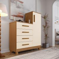 Comoda Com 4 Gavetas E 1 Porta Off White Versátil Bege - 1