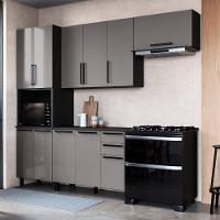Cozinha Modulada Compacta Fidelitá Mônaco 4 Peças 270cm 11 Portas 2 Gavetas Com Tampo Chumbo/titânio - 1