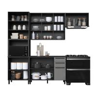 Cozinha Modulada Compacta Fidelitá Mônaco 4 Peças 270cm 11 Portas 2 Gavetas Com Tampo Chumbo/titânio - 2