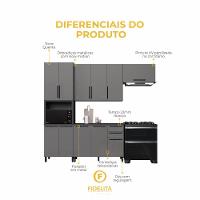Cozinha Modulada Compacta Fidelitá Mônaco 4 Peças 270cm 11 Portas 2 Gavetas Com Tampo Chumbo/titânio - 5