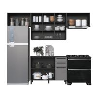 Cozinha Modulada Compacta Fidelitá Mônaco 4 Peças 280cm 8 Portas 2 Gavetas Com Tampo Chumbo/titânio - 2