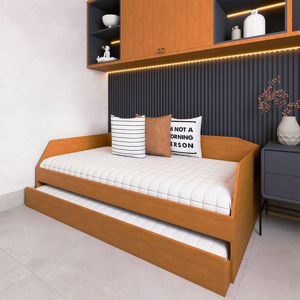 Sofá Cama Com Cama Auxiliar Americana Luxo Em Mdf Resistente Nobre Nature - 1