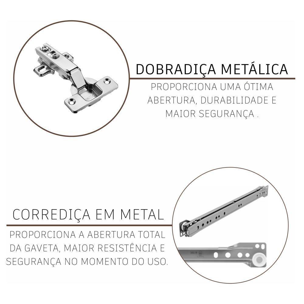 Cozinha Modulada Compacta Fidelitá Mariana 4 Peças 240cm 12 Portas 2 Gavetas Sem Tampo Freijó/camurça - 7