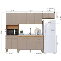 Cozinha Modulada Compacta Fidelitá Mariana 4 Peças 240cm 12 Portas 2 Gavetas Sem Tampo Freijó/camurça - 3