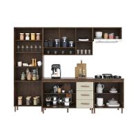 Cozinha Modulada Completa Fidelitá Lisboa 5 Peças 260cm 13 Portas 3 Gavetas Com Tampo Noce/off-white - 2