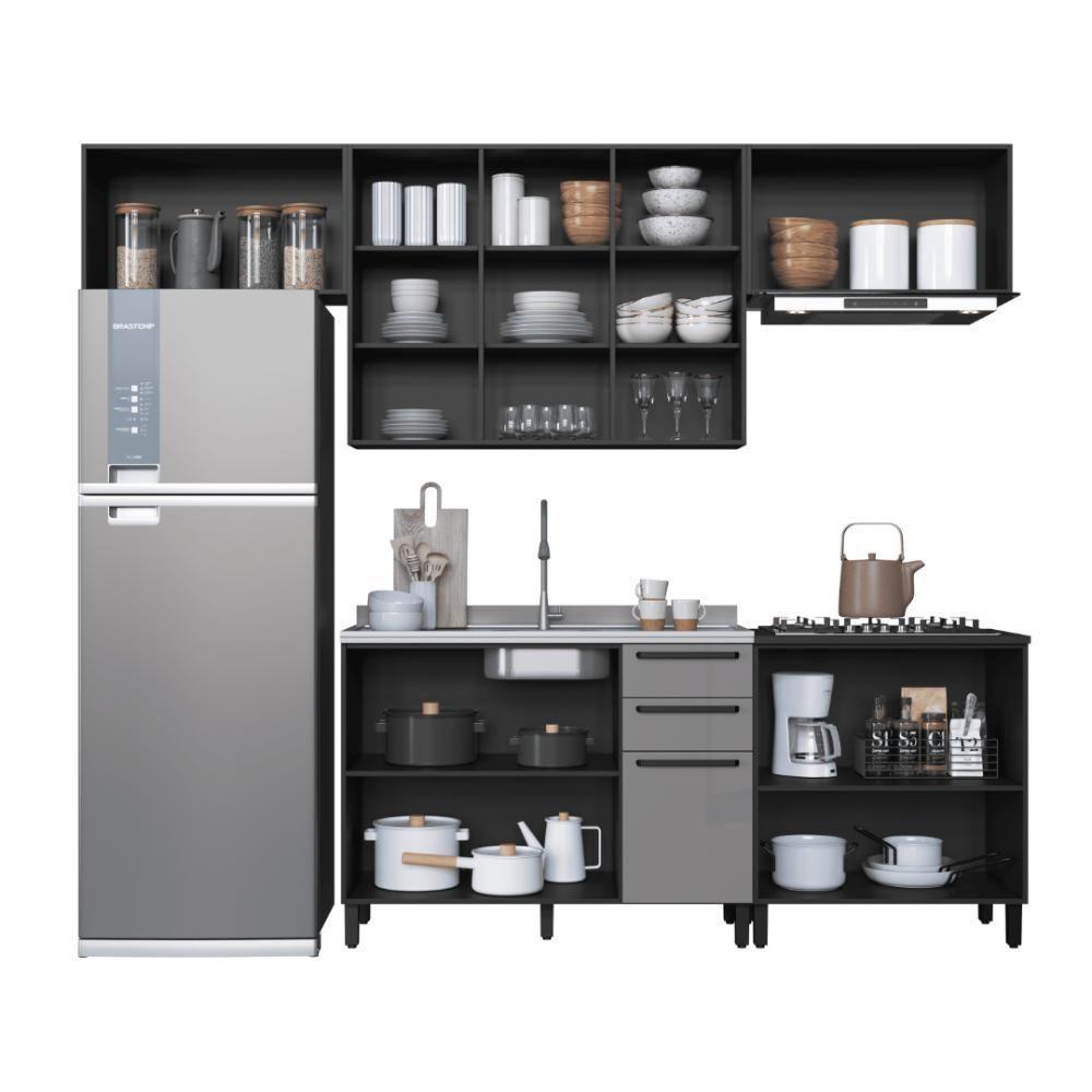 Cozinha Modulada Completa Fidelitá Mônaco 5 Peças 280cm 10 Portas 2 Gavetas Sem Tampo Chumbo/titânio - 2