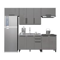 Cozinha Modulada Completa Fidelitá Mônaco 5 Peças 280cm 10 Portas 2 Gavetas Sem Tampo Chumbo/titânio - 3