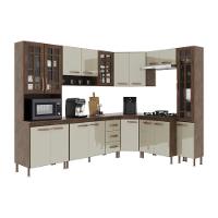 Cozinha Modulada Completa Fidelitá Lisboa 8 Peças 445cm 18 Portas 3 Gavetas Com Tampo Noce/off-white - 3