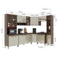 Cozinha Modulada Completa Fidelitá Lisboa 8 Peças 445cm 18 Portas 3 Gavetas Com Tampo Noce/off-white