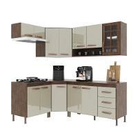 Cozinha Modulada Completa Fidelitá Lisboa 6 Peças 340cm 12 Portas 3 Gavetas Com Tampo Noce/off-white - 3