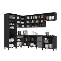 Cozinha Modulada Completa Fidelitá Mônaco 8 Peças 479cm 16 Portas 4 Gavetas Com Tampo Chumbo/titânio - 3