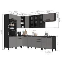 Cozinha Modulada Completa Fidelitá Mônaco 8 Peças 479cm 16 Portas 4 Gavetas Com Tampo Chumbo/titânio - 5